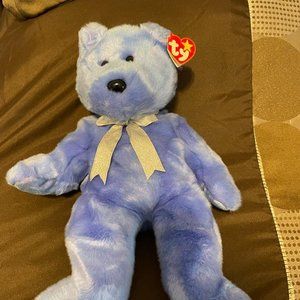 Beanie Babies TY Big Blue bear with Ribbon